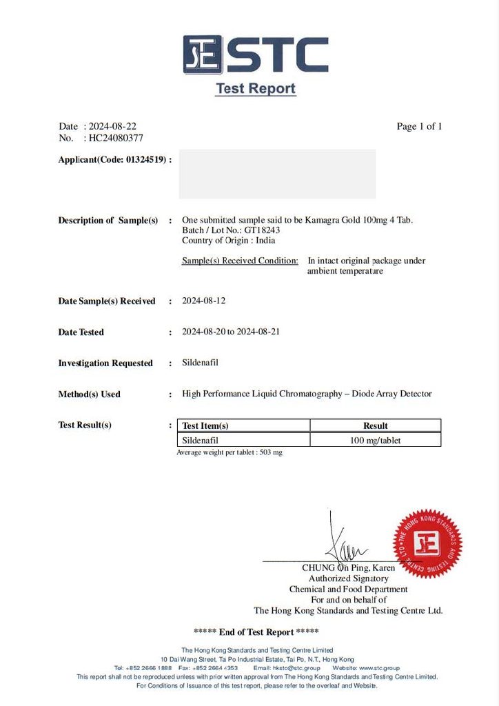 お薬ネットカマグラゴールド成分鑑定書